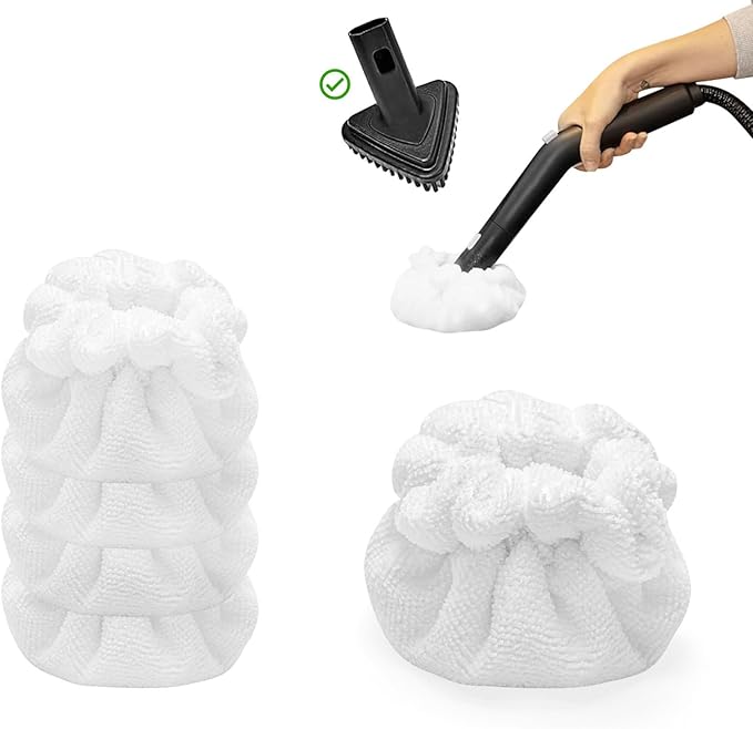 LOVECO Small Microfiber Bonnets (Triangle) Compatible with Dupray Steam Cleaner, McCulloch, awasky, etc, Reusable Washable Steam Cleaner Accessories for Multi-Surface, Soft Microfiber Cloths (5 Pack)