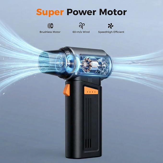 150000RPM 2-in-1 Electric Air Duster & Mini Vacuum, Cordless Compressed Air Blower with 4-Speed MAX Turbo, Type-C Fast Charging, 4 Nozzles for PC Keyboard Car Home Cleaning