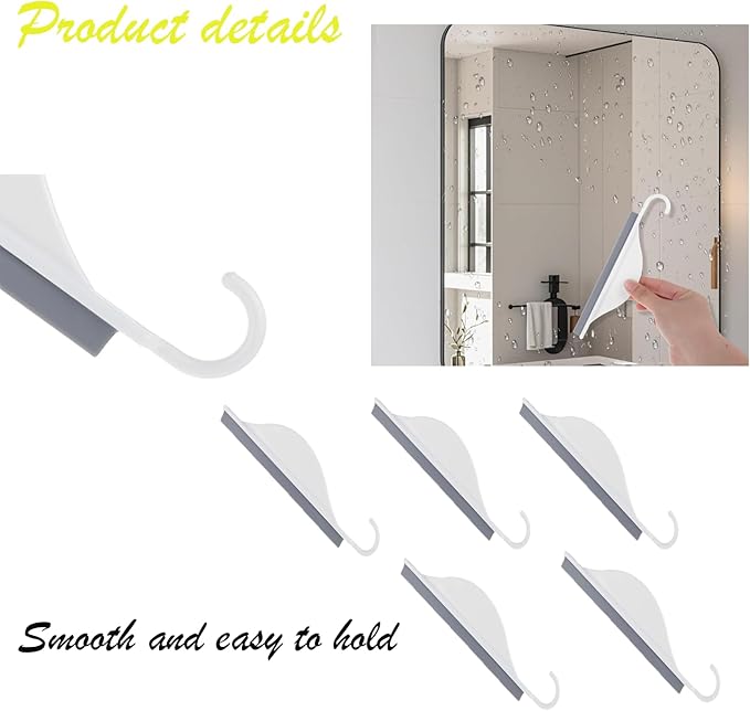 Kitchen Squeegee, 5 Pcs Shower Glass Cleaner Squeegee with Hook for Cleaning Window, Sink, Bathroom