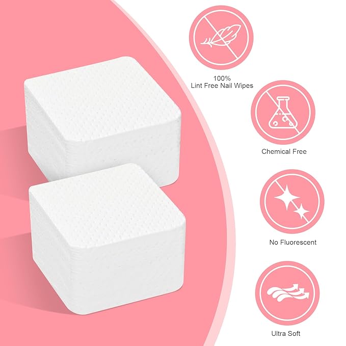 Lint Free Nail Wipes, Acetone Nail Polish Remover 1080PCS with Pump Dispenser, Gel Nail Polish Remover Pads Soft Non-Woven Nail Wipes for Nail Polish Remove and Acrylic Nail Supplies