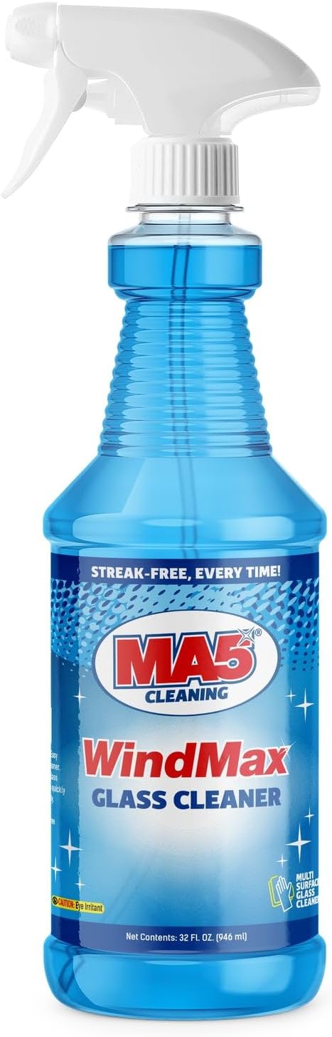 MA5x WindMax Glass Cleaner Spray – Window, Mirror, Shower & Glass Stovetop Cleaner – Streak-Free, Eco-Friendly, Pack of 1, 32oz Bottle