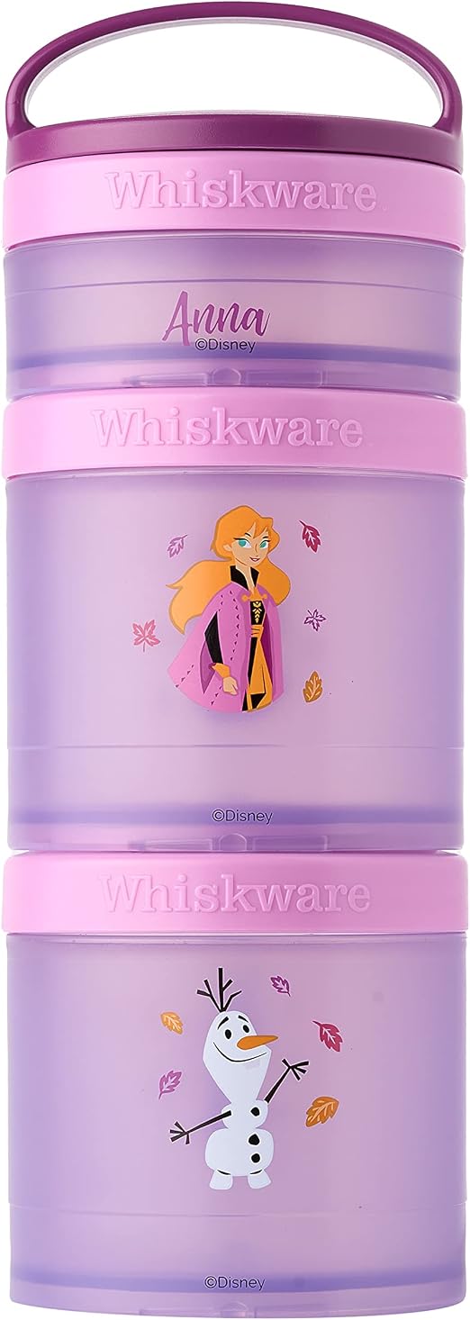 Whiskware Disney Princess Frozen, Stackable Snack Containers for Kids, Durable Food Storage Containers for Daycare, Car,
