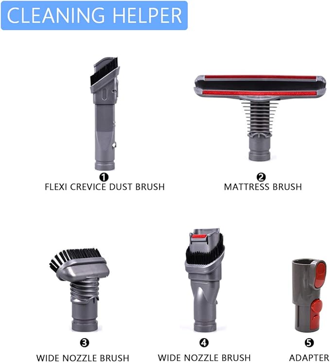 Attachments Tools Kit for Dyson V6 V7 V8 V10 DC16 DC24 DC33 DC34 DC35 DC39 DC44 DC58 DC59 DC62 DC74 Cordless Vacuum Cleaner, Home Cleaning Tools Brush Kit Accessories (5 PACK)