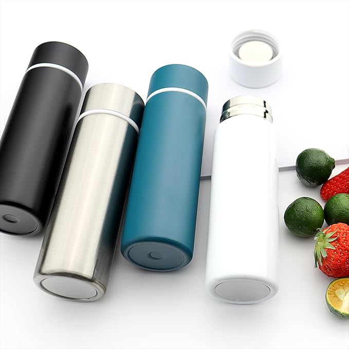 Cute Small Water Bottle, 4.4 Fl. Oz, Pack of 4, Mini Slim Flask for Kids Lunchbox, Portable Skinny Purse Water Bottle, Vacuum Insulated Reusable Leak Proof Stainless Steel Cup