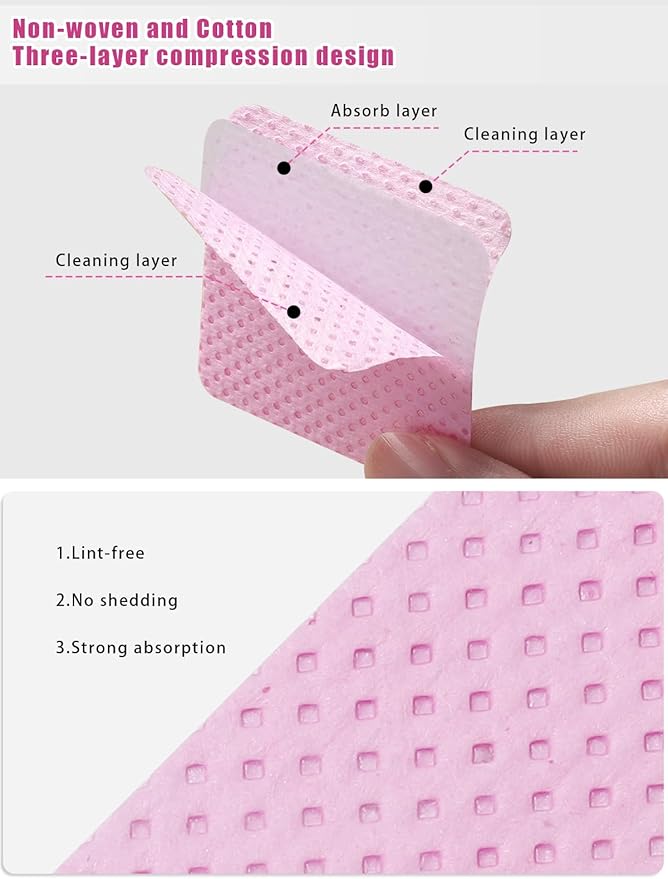 TEOYALL Lint Free Nail Wipes, 800 PCS Non-Woven Fabric Nail Cleaning Pads Pink Lash Extensions Glue Cleaning Wipes Nail Salon Supplies (800 PCS)