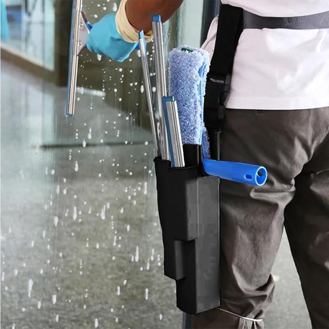 Window Cleaning Holster with Belt - Detachable Side Bucket Squeegee Holder Tool Belt
