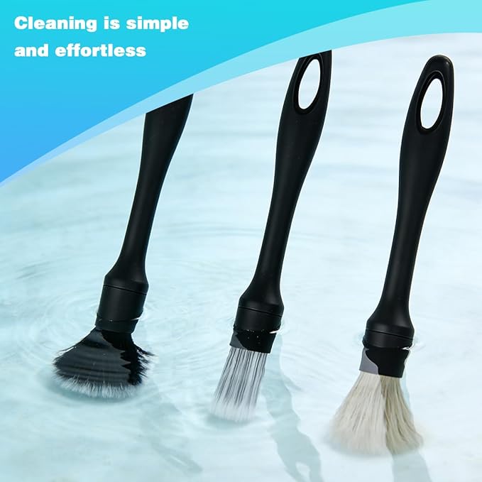 Bittwee Car Detailing Brush Kit, 3PCS Soft Bristle Multi-Use Vehicle Detailing Wash Brushes, Automotive Interior or Exterior Cleaning Kit, Universal for SUV Automobile Truck