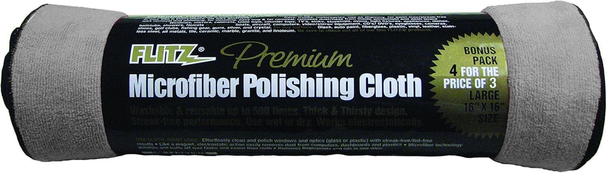 Microfiber Polishing Cloths - Grey, 400 GSM (16"x16", 4 Pack)