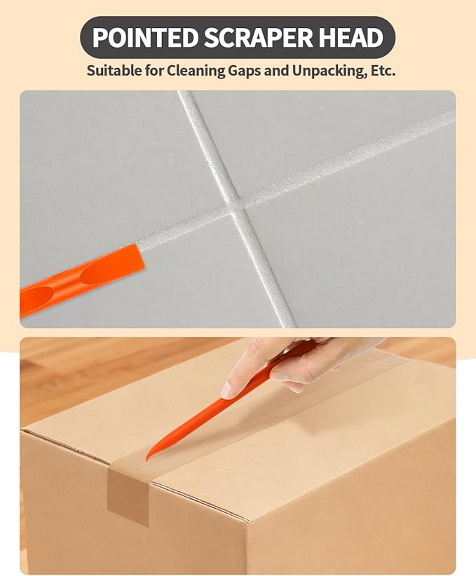 12 PCS Carbon Fiber Plastic Scrapers Tool, Non-Scratch Scraper Tool for Tight Spaces, Multi-Purpose Label Scraper Pen-Shaped, for Car Cleaning Supplies, Kitchen, Crevices, Stains (Orange)