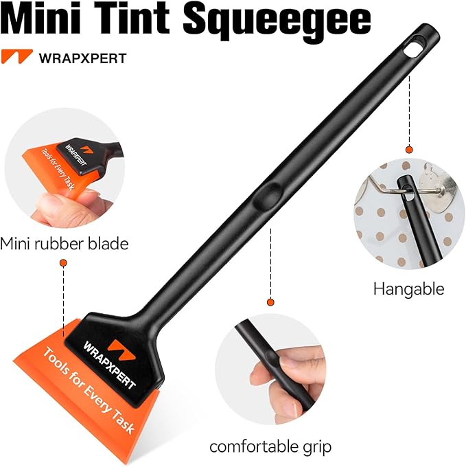 WRAPXPERT Small Squeegee, Rubber Window Squeegee for Mirror Shower Glass Door Window Cleaning, Mini Squeegee for Car Window, Car Light, Bumper Vinyl Wrap Window Tint Tool