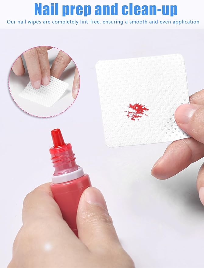 TEOYALL Lint Free Nail Wipes, 1200 PCS Non-Woven Fabric Nail Cleaning Pads White Lash Extensions Glue Cleaning Wipes Nail Salon Supplies