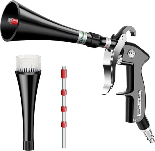 Detailing Car Cleaning Gun,6-9.2 Bar High Pressure Dry Cleaning Gun, Interior Drying Air Gun with 2 Nozzles & Rotating Plastic Hose for Quickly Blowing Out Dirt &Dust with Air Flow