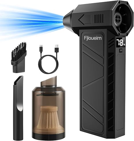 Compressed Air Duster:130000RPM Electric Air Duster with LED Display,Rechargeable Cordless Air Duster,4 Gear Adjustable 