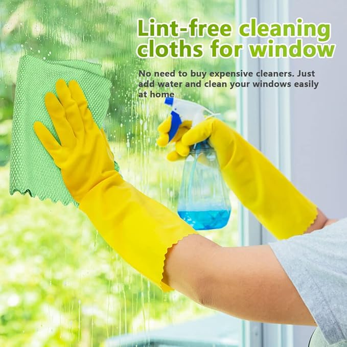 HOMEXCEL Microfiber Glass Cleaning Cloths-6PK, 16"x14" Lint Free Window Cleaning Cloth, Glasses, Mirrors, Screens, Stainless Steel, Premium Magic Cleaning Cloth for Glass and Window Cleaner