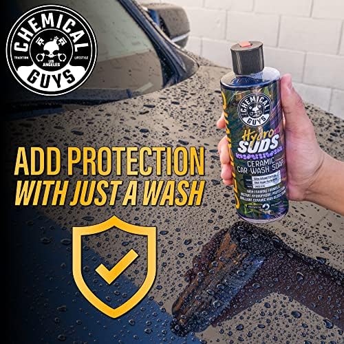 CWS_212_64M Car Wash Starter Bundle - HydroSuds Ceramic SiO2 Shine High Foaming Car Wash Soap, 64 oz, Berry Scent + Chenille Wash Mitt (2 Items) Works on Cars, Trucks, SUVs, RVs & More