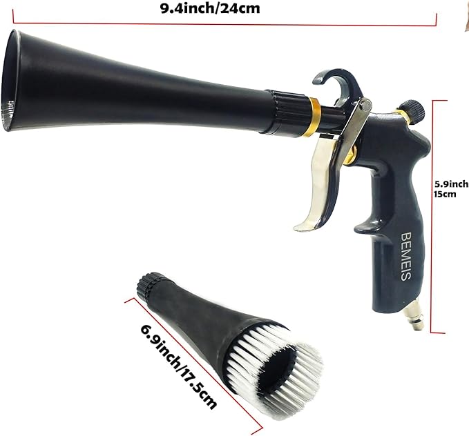 Air Blow Gun with Brass Adjustable Air Flow Nozzle,Cleaning Gun Quickly Blasts Dirt and Dust from Surface Works with Air Compressor(Upgrade Aluminium Rotate Tube) (Detail Blowing Gun), Black