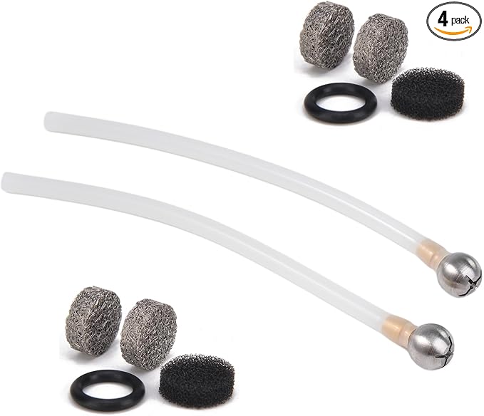 Foam Cannon Replacement Kit – 2PCS Silicone Suction Tube Set with Stainless Steel Filter Balls & Mesh Filters, Copper Co