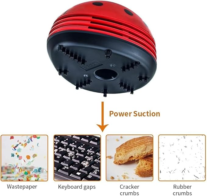 Cute Portable Cartoon Mini Desktop Vacuum Desk Dust Cleaner (Red)