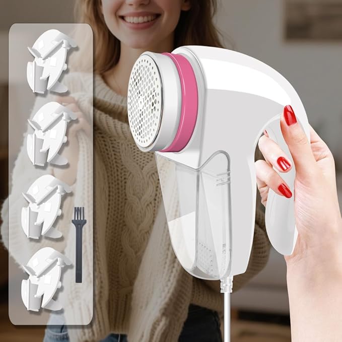 Fabric Shaver for Furniture,Sweater Shaver,Electric Lint Remover for Clothes,Fabric Pilling Remover,4 Cutter Heads, 5W of High-Power, Plug and Play, Say Goodbye to Charging and Waiting