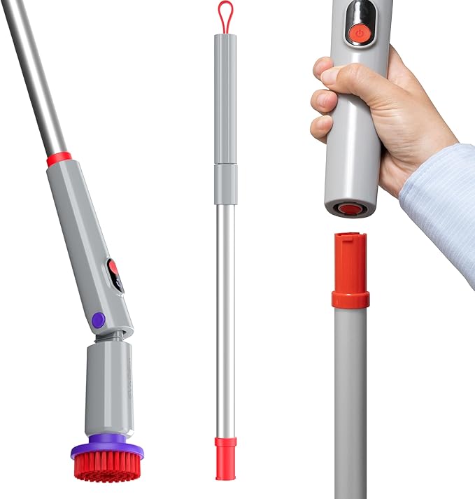 Synoshi PRO Electric Spin Scrubber Extension Handle, Electric Bathroom Scrubber for Cleaning, Extends up to 29.5 Inch (75 cm)