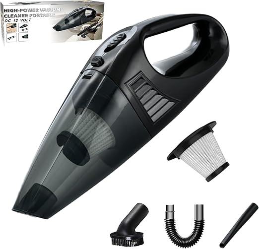 Handheld Vacuum Cordless Portable Rechargeable Strong Suction Car Vacuum Cleaner Powerful Hand Held Vacuum Cleaner with Multi Accessories for Home Office Auto Car Pet (Black) - Cleanova