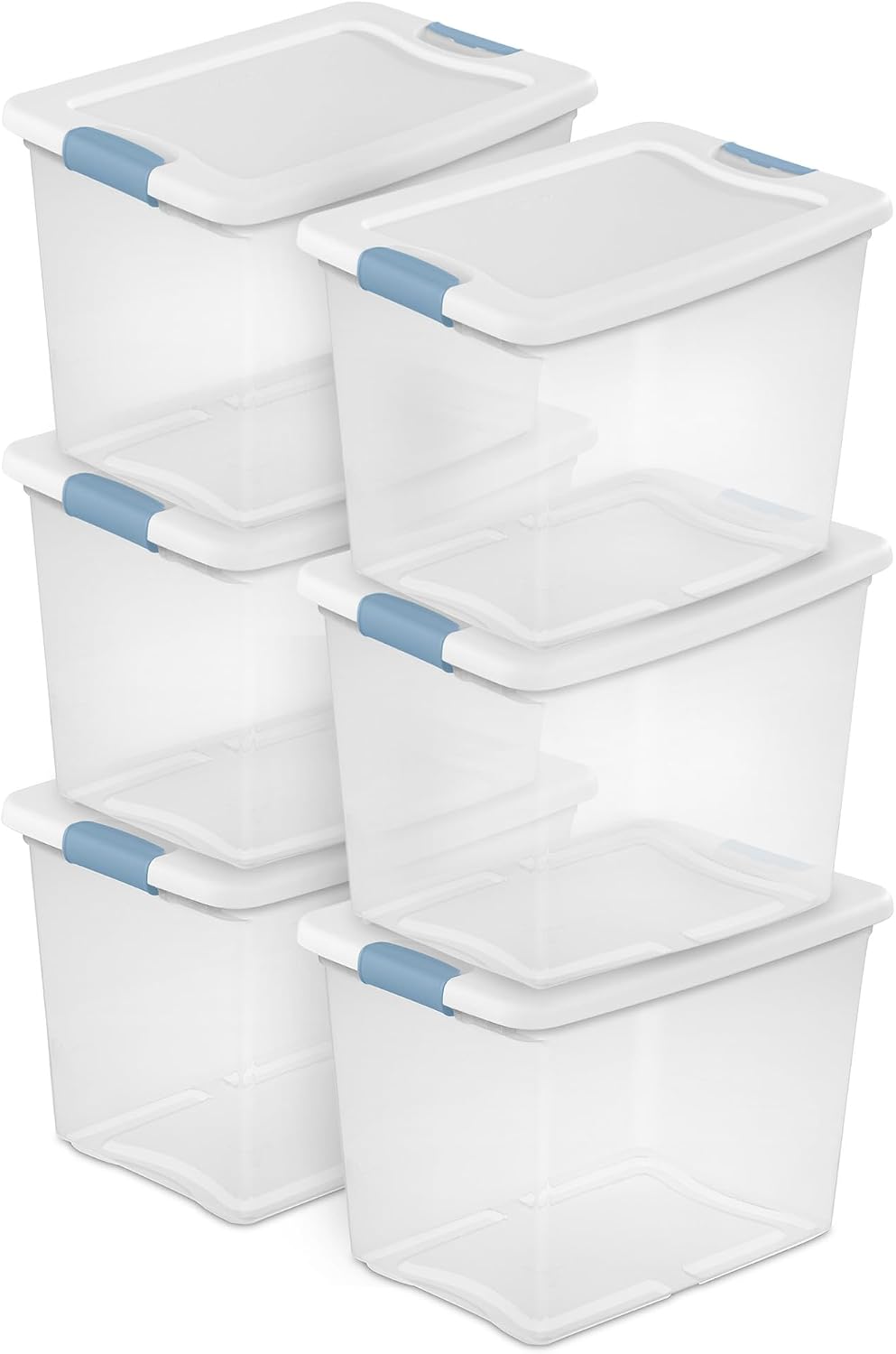 Latching Box with Lids for Home and Office, 25 Quart, 6-Pack
