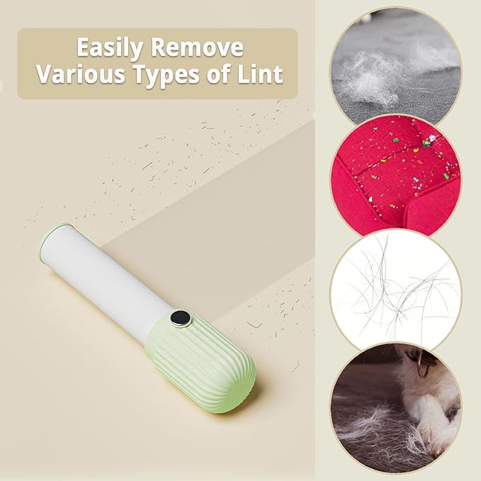 Compact Lint Roller with 150 Sheets - Portable Pet Hair Remover for Clothes, Furniture, and Travel Essentials Household Use, 1 Handle+5 Roller Refills (Green)