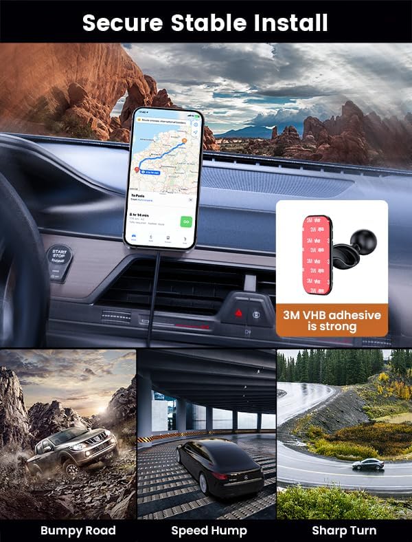 For Magsafe Car Mount Charger 15W LED RGB Car Phone Holder for Dash Vent