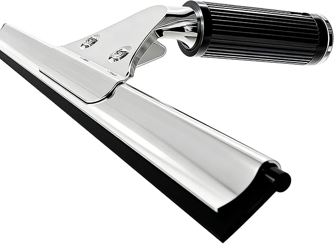 14-inch Squeegee for Shower Glass & Window Cleaning, Professional Stainless Steel Squeegee with Durable Handle for Streak-Free Glass, Mirror, Tile & All Smooth Surfaces