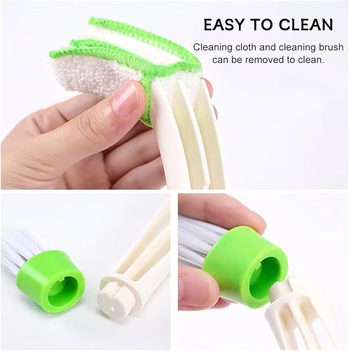 KVAEY 2 PCS Mini Duster for Car Air Vent, Double Ended Automotive Air Vent Microfiber Duster & Brush, Dust Collector Cleaner for Keyboard Window Leaves Shutter, Car Accessories (Green)