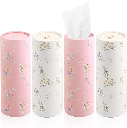 4PCS Car Tissue Holder,Extractable Portable Car Tissue Cylinder for Storing Each Box 50 Tissues,Fashionable Reusable Tis