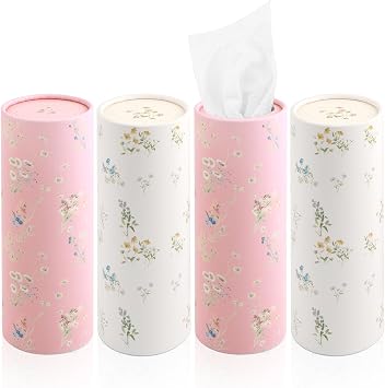 4PCS Car Tissue Holder,Extractable Portable Car Tissue Cylinder for Storing Each Box 50 Tissues,Fashionable Reusable Tis