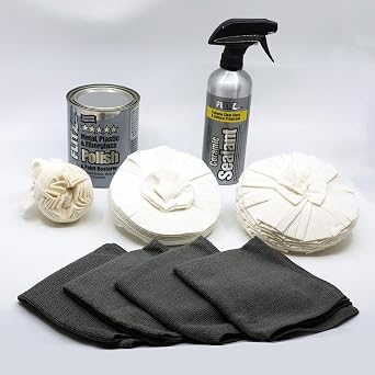 Flitz Car Buffing Kit (Ultra) - USA-Made Car Care Kits for Vehicles - Includes 2lbs Polish, 16oz Ceramic Sealant, 3", 5"