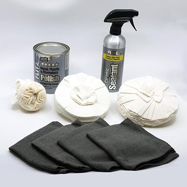 Flitz Car Buffing Kit (Ultra) - USA-Made Car Care Kits for Vehicles - Includes 2lbs Polish, 16oz Ceramic Sealant, 3", 5"