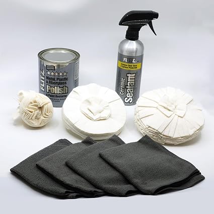 Flitz Car Buffing Kit (Ultra) - USA-Made Car Care Kits for Vehicles - Includes 2lbs Polish, 16oz Ceramic Sealant, 3", 5"