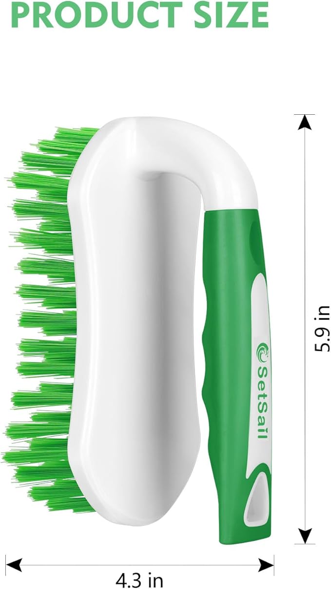SetSail Scrub Brush, Heavy-Duty Scrub Brushes for Cleaning with Stiff Bristles Cleaning Brush for Shower, Bathroom, Carpet, Kitchen and Bathtub Scrubber - 2 Pack Green