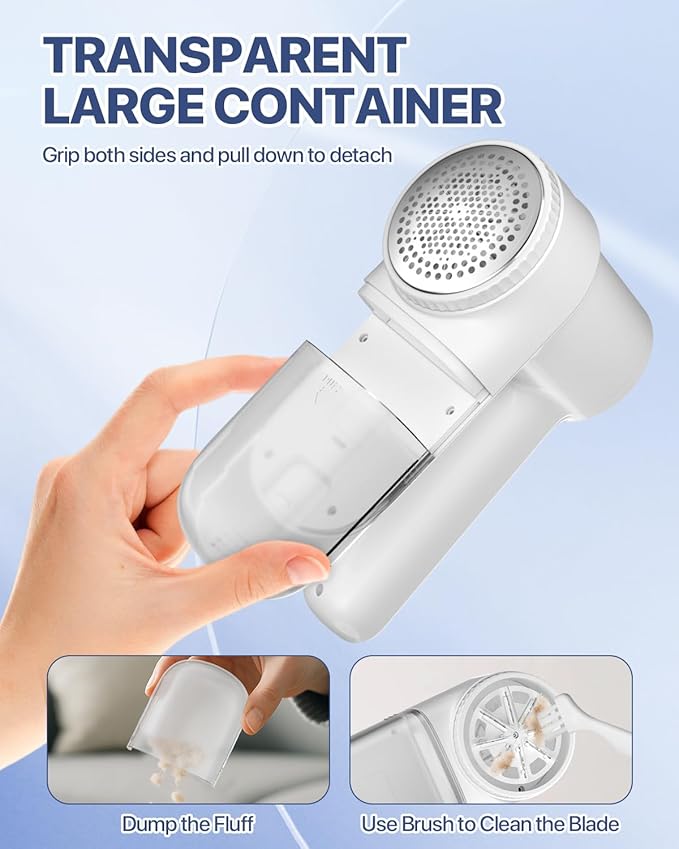 Lint Remover Rechargeable Fabric Shaver : 3-Speeds Sweater Shaver with LED Display & LED Light,3 Extra Blades, Type-C Cable, Lint Remover for Clothes & Furniture, Birthday Gifts for Women