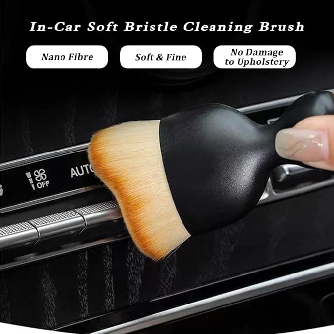 4 Pcs Car Detailing Brush, Car Wash Brush, Car Interior Cleaning Brush Ideal for Interior, Exterior, Dashboard, AC Vents, Leather & Engines, Soft Bristles (Yellow)