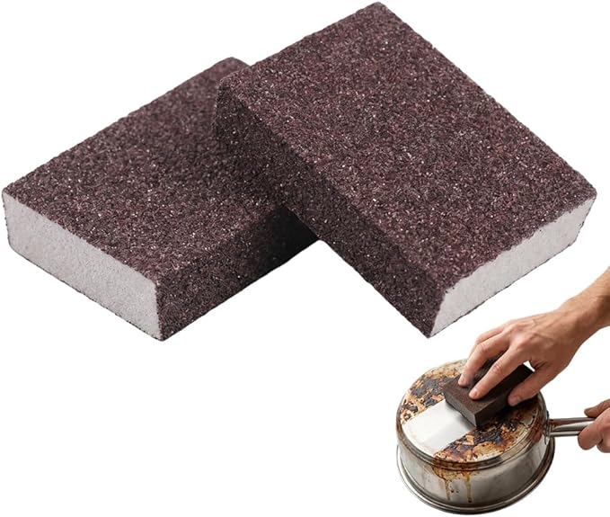 Magic Emery Cleaning Sponge, 2026 Upgrade Nano Carborundum Sponge for Stainless Steel, Rust Eraser Pot Scrubber Scouring Pads for Kitchen Pans Burnt-On Stain Removal (2, Sponge)