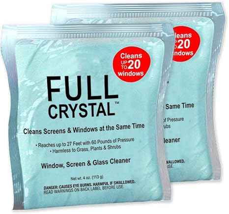 Full Crystal Window Cleaner Refill, 2 x 4oz Powder, Cleans Up to 40 Windows