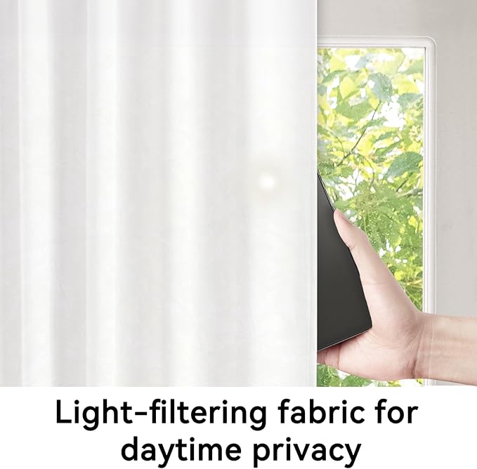 Vatge Pure White Sidelight Curtains - 50% Sunlight Blocking Sidelight Curtains for Front Door, 1 Panel, W25 x L80, Pure White