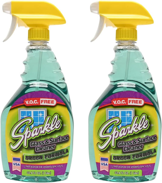 Sparkle Glass & Window Cleaner Spray, VOC-Free Eco Formula, Streak-Free Finish for Windows & Mirrors, 33.8 fl oz (Pack of 2)