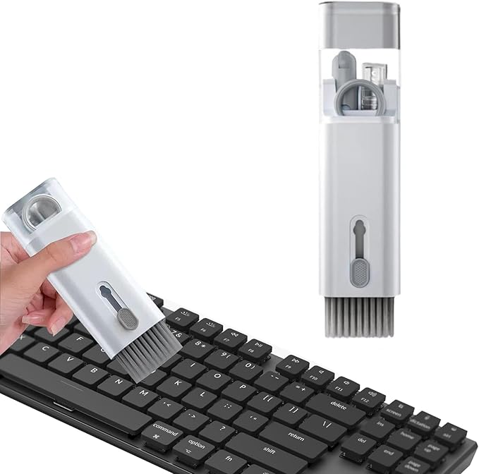 7 in 1 Laptop Cleaning Kit Keyboard Cleaner,Computer Tech Cleaning Brush,Earbuds Camera PC Monitor Screen Cleaner Computer Clean Tools Kit Corner Gap Duster Keycap Puller(Grey)