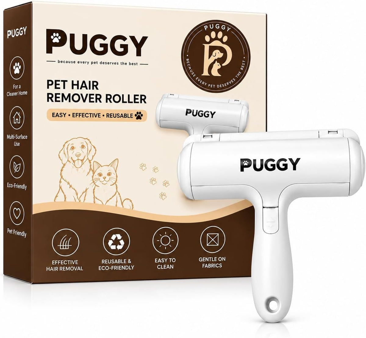 Pet Hair Remover Roller,, Reusable Lint Roller For Dog & Cat Hair
