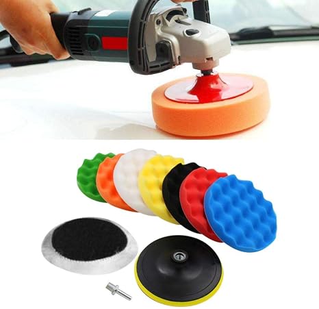 Jinchao-polishing Pads, 10 Pcs Sponge Polishing Buffing Waxing Pad Kit, 3'' 4" 5" 6" for Car Polisher Buffer with Drill 