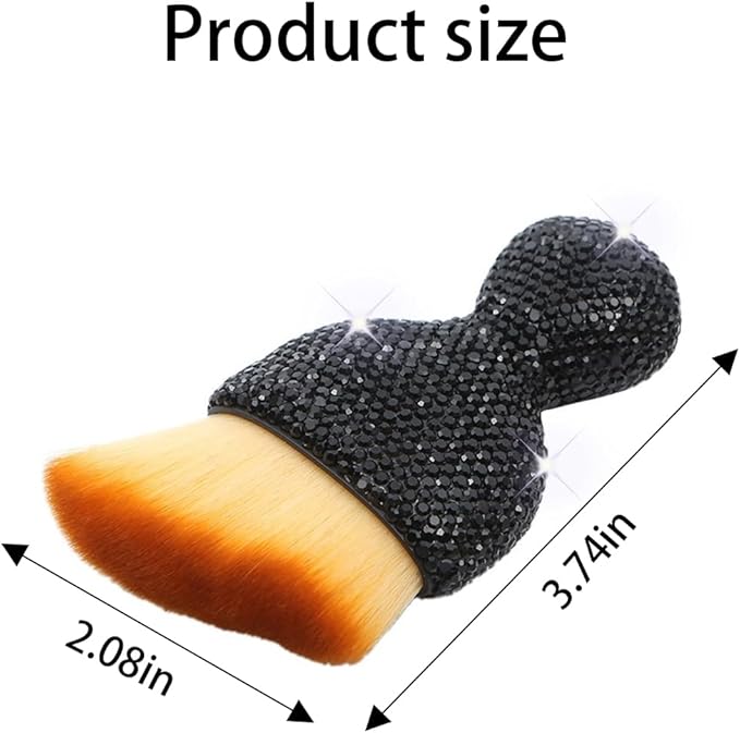 zipelo Auto Interior Dust Brush, Car Detailing Cleaning Brush with Diamond, Bling Handle Soft Bristles Dusting Tool, Scratch Free Dirt Clean Brushes for Vehicle Dashboard, Air Conditioner Vent (Black)