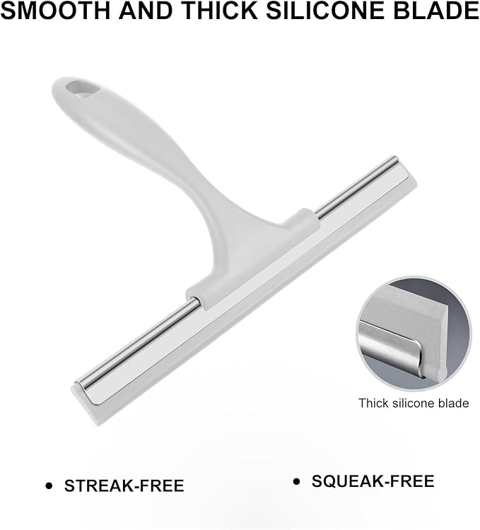 SetSail Shower Squeegee for Glass Doors All-Purpose Squeegee for Shower Glass Heavy Duty Window Squeegee with Hook for Tile, Sink, Mirror, Car Windshield Cleaning 10 Inches