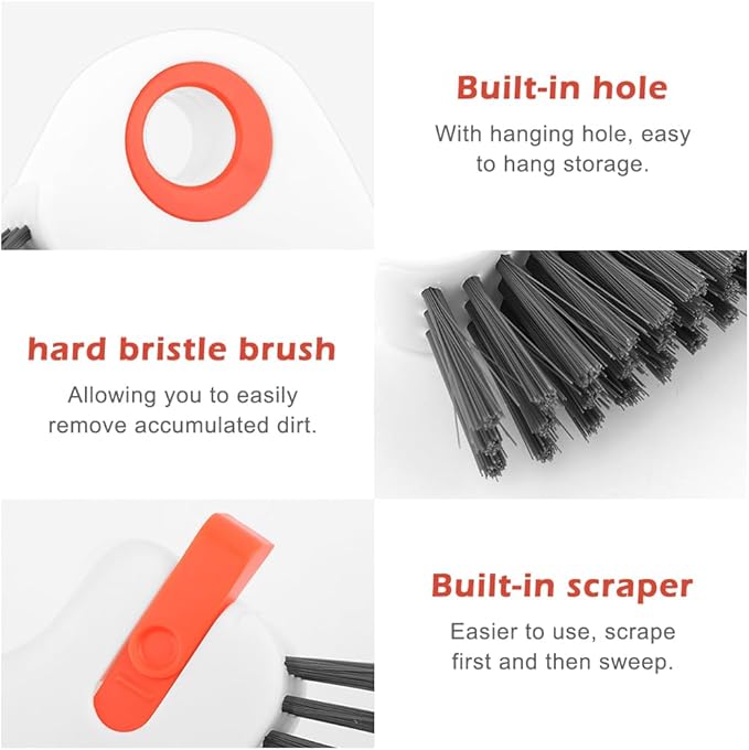 2Pcs 2 in 1 Groove Cleaning Brush, Window Track Cleaning Tools with Hidden Scraper, Multifunctional Hard Bristle Grip Brush for Sliding Door Track, Window Sill