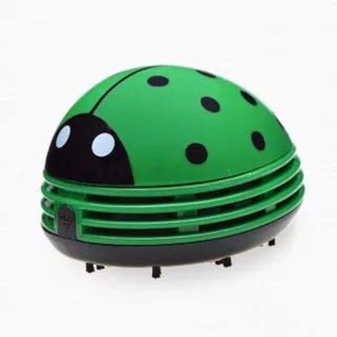 Aliotech Mini Portable Handheld Cordless Tabletop Crumb Sweeper Desktop Dust Vacuum Cleaner Ladybug Dust Sweeper(Green)