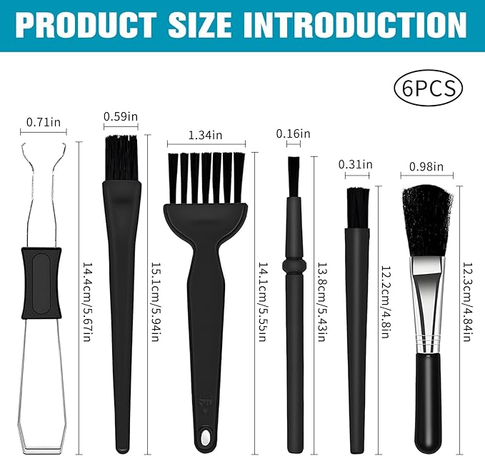 6PCS Keyboard Brush Cleaner Kit with Keycap Puller & Switch Puller, PP Handle Nylon Small Space Dust Removal Anti Static Brush for Computer Keyboard Electrical Appliance Seam Motherboard Camera